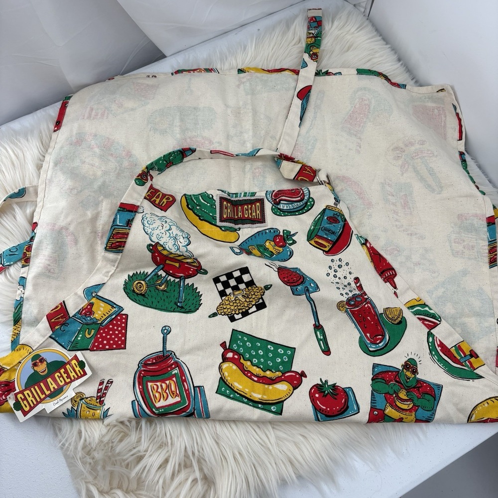 Vintage‎ NWT Grilla Gear Apron Colorful Apron With Gorilla Pattern Canvas
